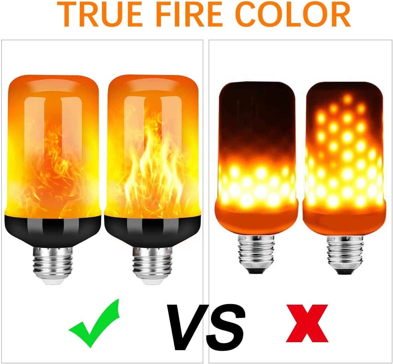 Semriver LED Flame Effect Fire Light Bulb – Upgraded 4 Modes Flickering ...