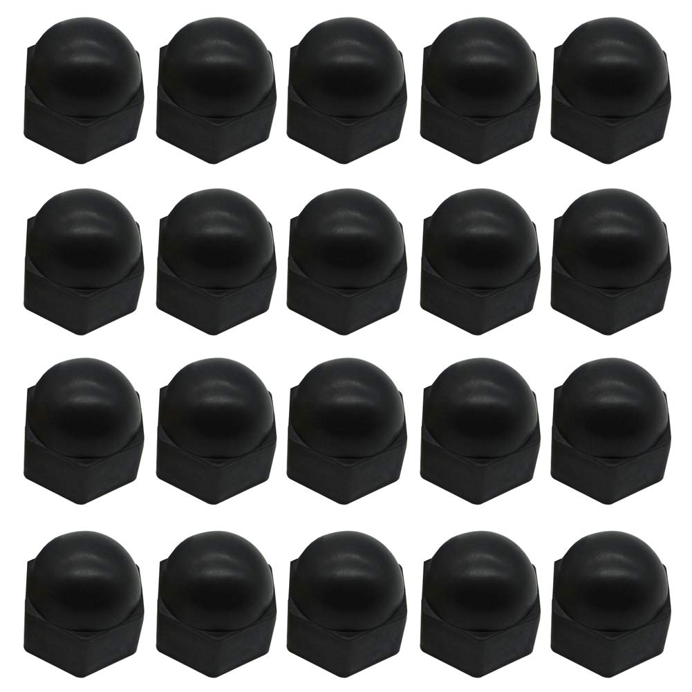 Photo 1 of 20 Pieces Nut Protection Cover Hex Nut Protection Caps Dome Bolt Nut Protective Caps Covers Hexagonal Screws M10x17mm, Black