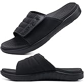 ONCAI Mens Sandals Adjustable Straps Orthotic Plantar Fasciitis Open Toe Athletic Sport Slides with Soft Comfy Arch Support Footbed Size 7.5-15