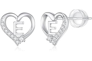 CIVOKINA Earrings for Girls Kids, 925 Sterling Silver Post Hypoallergenic Girls Earrings CZ Letter Earrings for Girls Teen Girls Initial Earrings for Girls Teen Girls Kids Toddler Christmas Gifts