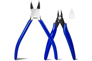 HOLANHING 2 Pack Wire Cutters Set, 6" and 5" Ultra Sharp Flush Cutters, Carbon Steel Wire Cutters for Crafting, Electronics, 3D Prints, Jewelry Making, Model Sprue, Zip Ties(6"+ 5", Blue, 2 Pack)