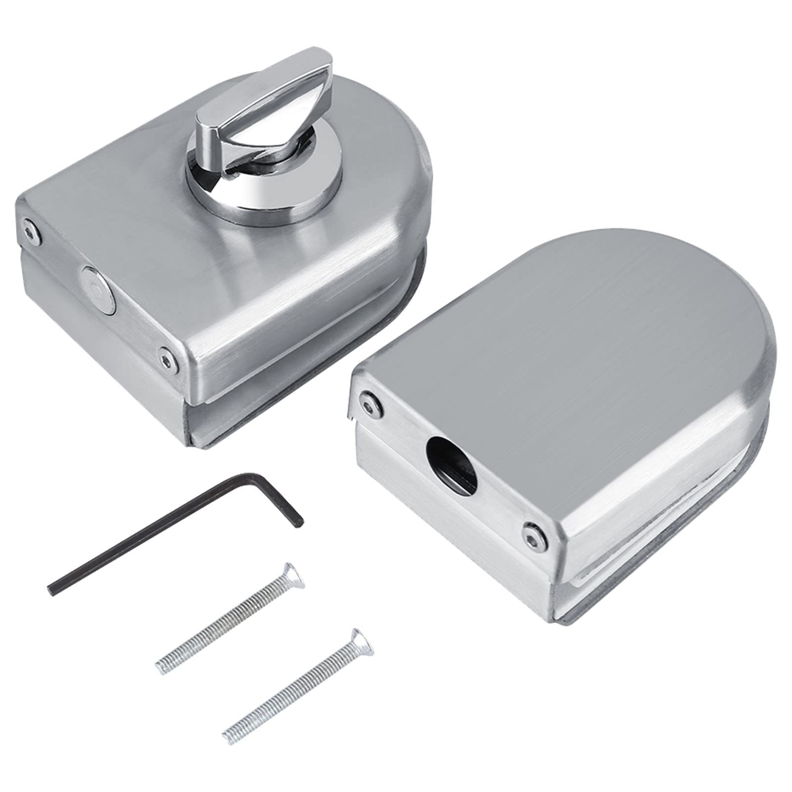 Glass Door Lock with Stainless Steel Body for Sliding Glass Door Home and Bathroom Cabinet Lock, Secure Glass Door Hardware for Residential Use