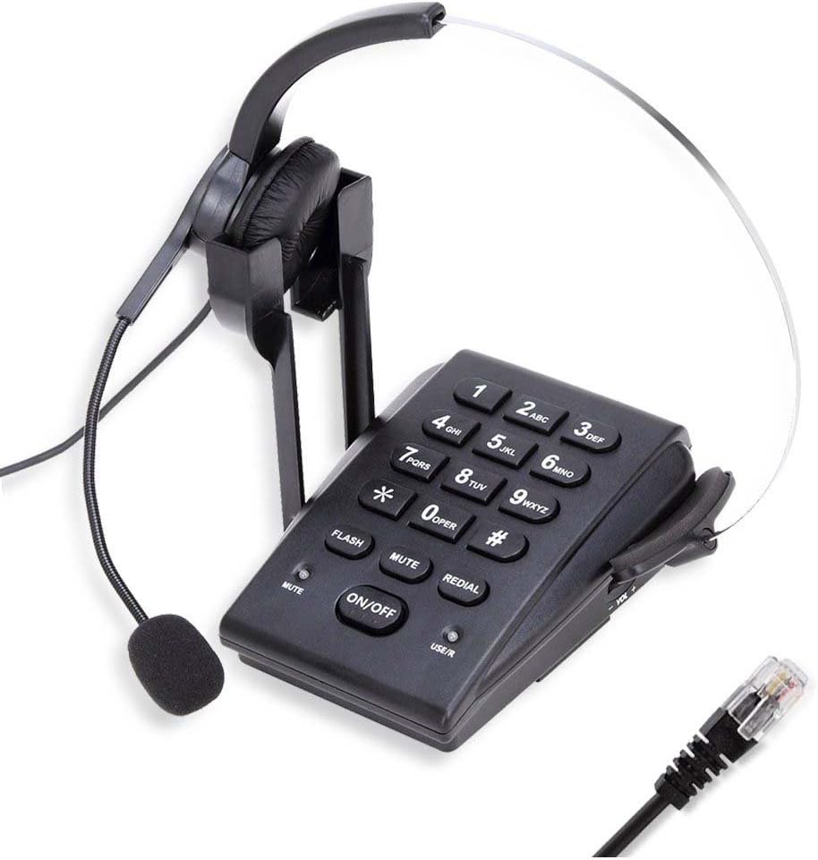 TelPal Dialpad Corded Telephone[Call Center] with Noise Cancelling RJ9 Headset,PC Recording for Small Offices and Home-Based Agents