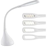 OttLite Creative Curves LED Desk Lamp, White | Natural Daylight LEDs | 4 Brightness Settings | Adjustable Flexible Neck | 11.25 to 23.75 inches