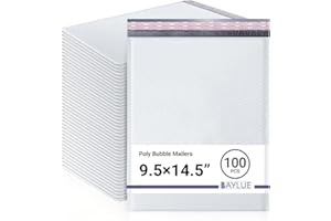 BAYLUE White 9.5x14.5 Inch Poly Bubble Mailers #4 | Self Seal Large Padded Envelopes | Air Cushioned Bubble Mailer | Usable Size 9.5x13 Inch | Waterproof Lightweight Mailing Shipping Bags | 100 Pack Bulk