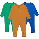 GUISBY Baby Pajamas with Mitten Cuffs - 3Pcs Girls Boys 2 Way Zipper Long Sleeve Rayon Sleepers