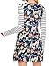 Romwe Floral Print Casual A-Line Loose T-Shirt Swing Dresses Striped Sleeves Midi Dress