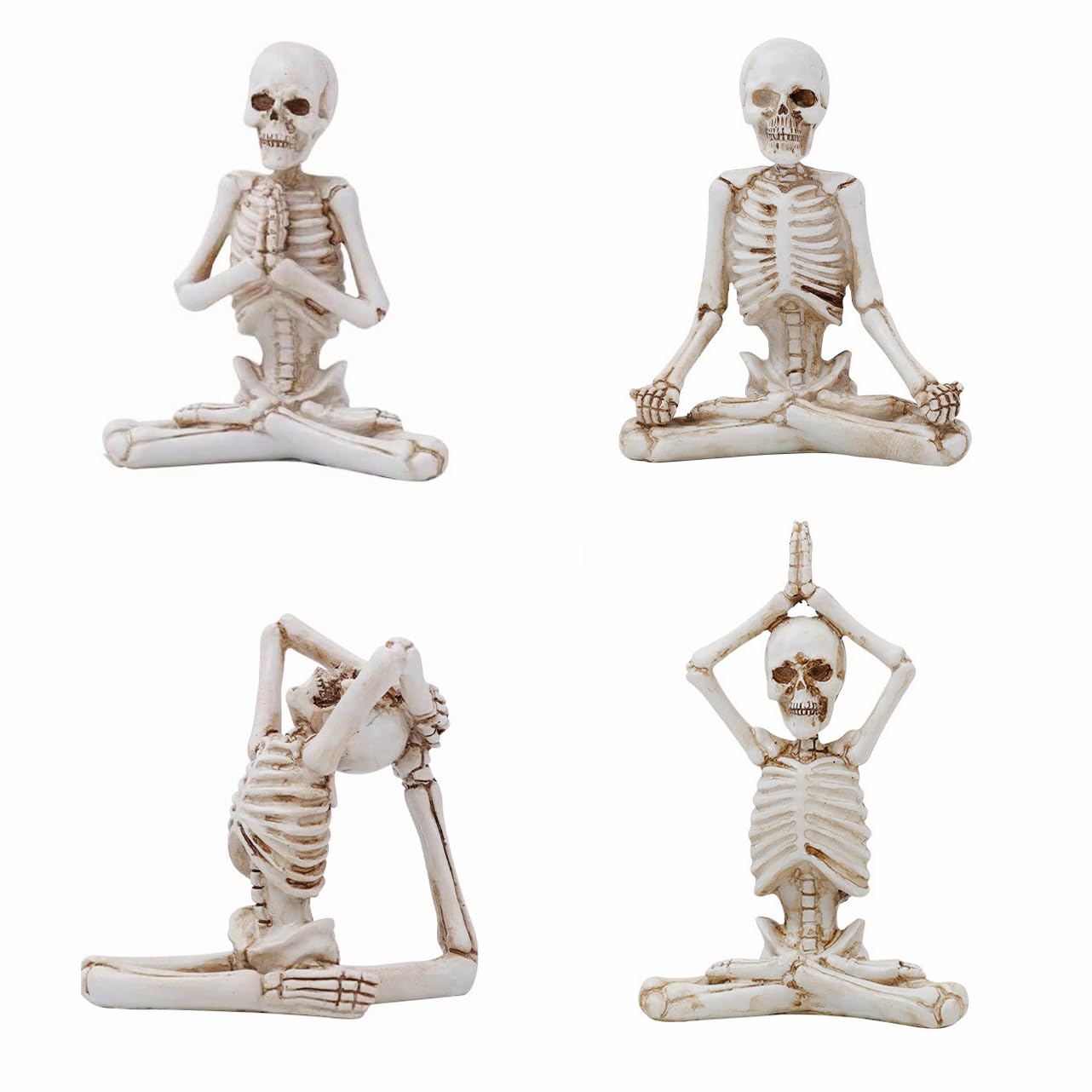 Photo 1 of STKMELON Set of 4 Halloween Decorations Yoga Skeleton-Figurines -Skeleton Halloween Decor Indoor Resin Skull Decor