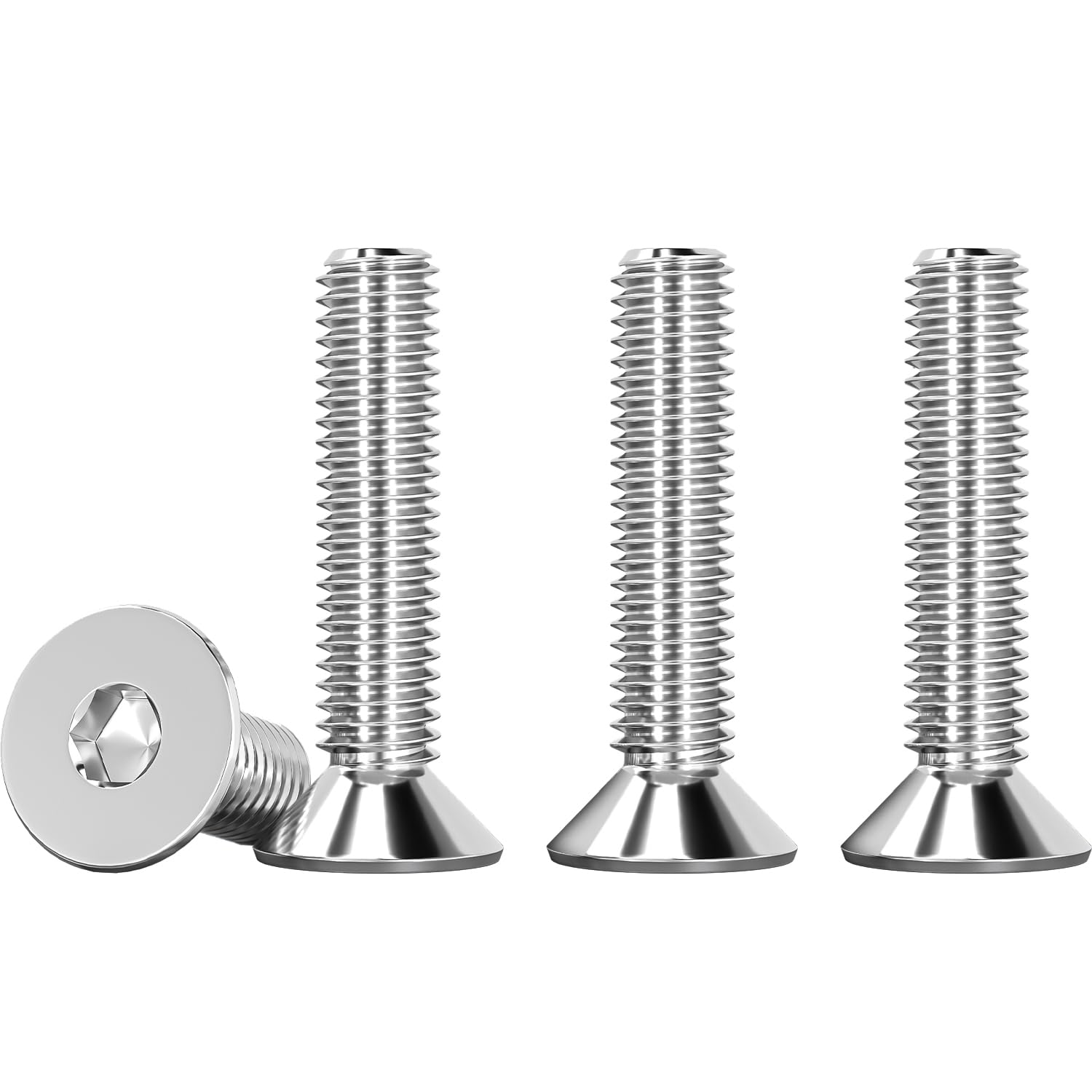 Drenky M5 X 25mm 304 Stainless Steel Flat Head Silver Countersunk Bolts with Hex Socket, 25 Pcs — image 1