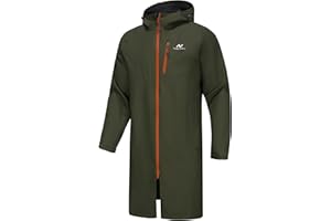 NORDIC OUTLAND Rain Jacket Men,Waterproof Breathable Long Raincoat with Hood Mesh Lining,Windbreaker for outdoor activities