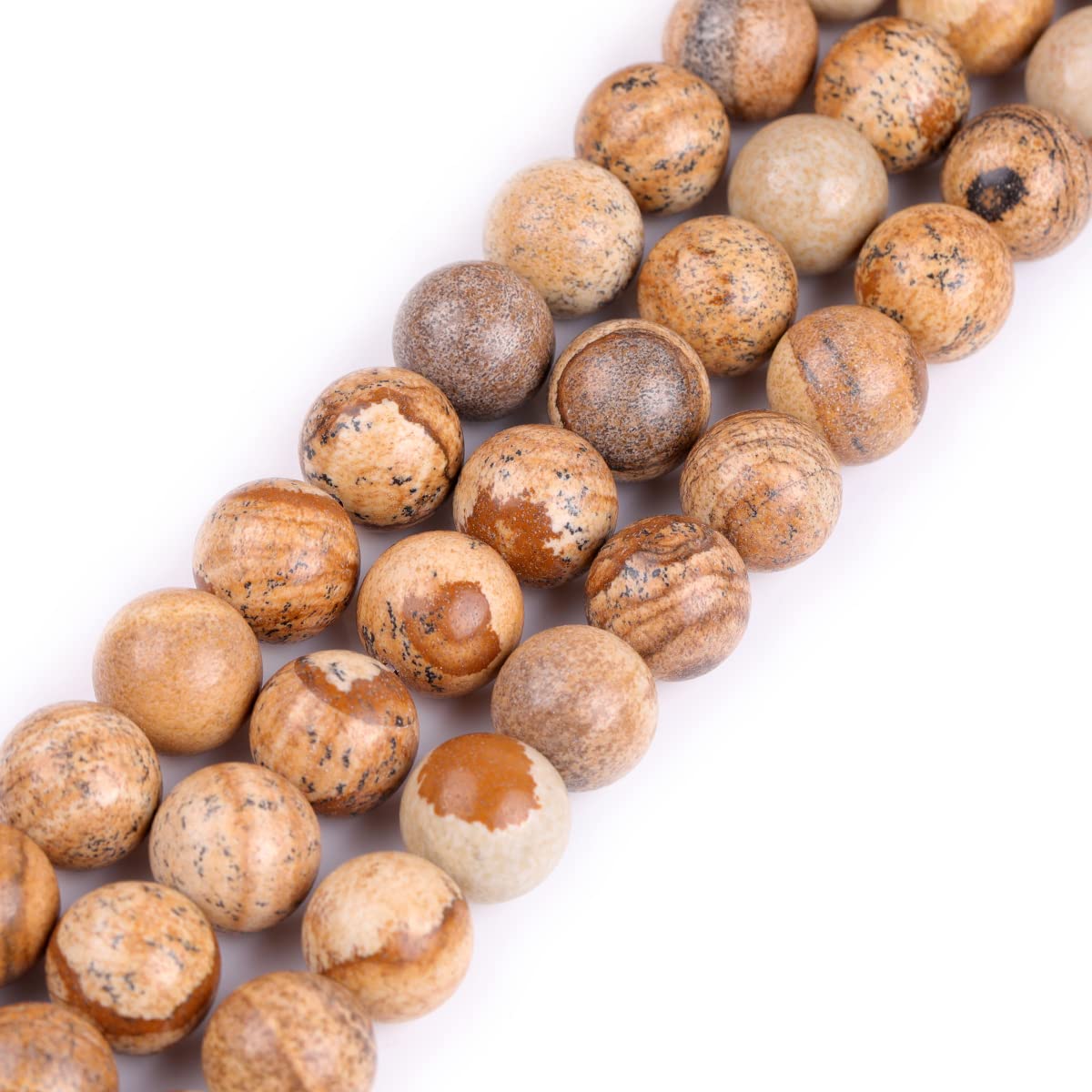 GEM-Inside 14mm Natural Stone Picture Jasper Round Spacer Beads for Jewelry Making Strand 15 inch โ image 1