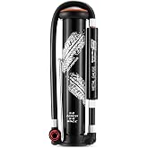 ROCKBROS 220PSI Mini Floor Pump with Hidden Pressure Gauge | 220PSI Max, Presta &amp; Schrader Compatible, CNC Aluminum Body, Needles for Balls Included