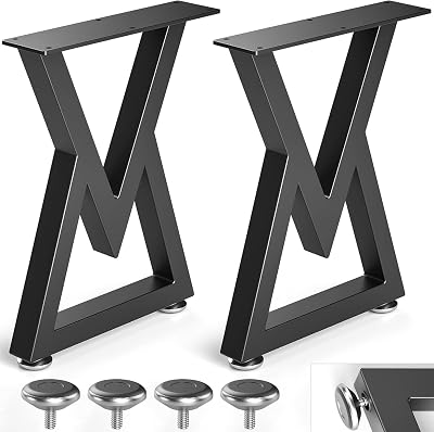 Likapop 16'' V-Type Metal Table Legs, 2pcs, Black, Adjustable Feet, 660-800lb