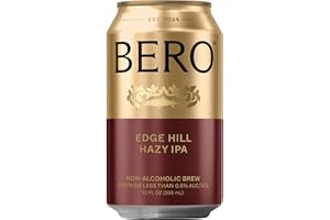 BERO Edge Hill Hazy IPA Non-Alcoholic Beer, 6-Pack Hoppy IPA-Style Craft Brew, NA Beer by Tom Holland, Bold and Hoppy Flavor, Alcohol Alternative Beverages for Any Occasion