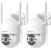 ARCCTV 2K Security Cameras Outdoor, 360°Pan-Tilt View 2.4G/5G WiFi Security Camera with Motion Tracking, Spotlight & Siren, 2-Way Audio, Full Color Night Vision, Waterproof (2 Pack)