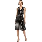 Tommy Hilfiger Womens Sleeveless Johnny Collar Dot Print Jersey Dress