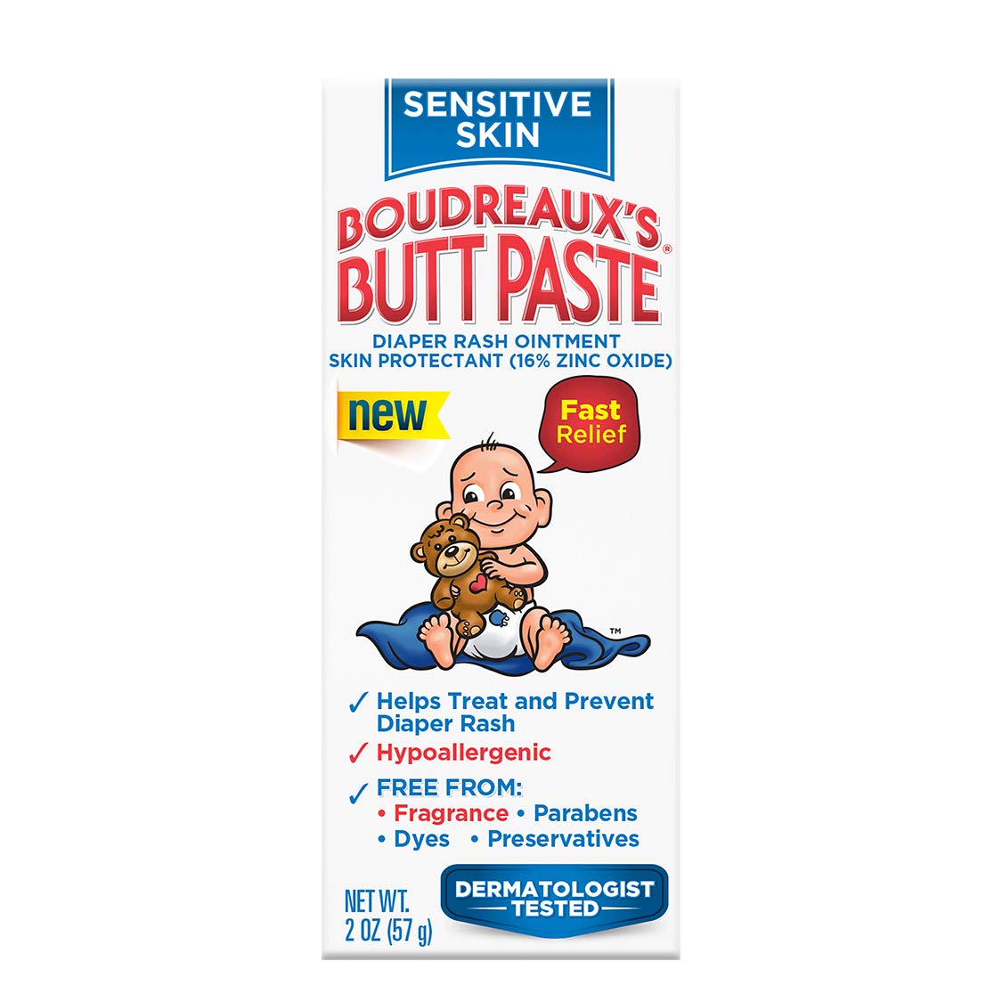 Boudreaux&amp;#39;s Butt Paste Sensitive Skin Diaper Rash Ointment, 2 oz Tube