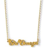 Sorority Shop Chi Omega Necklace — Retro Font Design with 18K Gold Plating, Chi Omega Gifts for Women
