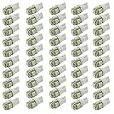 Senzeal 50 PCS 5050 5-SMD 194 LED Bulb T10 LED Clearance Lights 921 168 912 161 W5W Bulb for Door Lights White