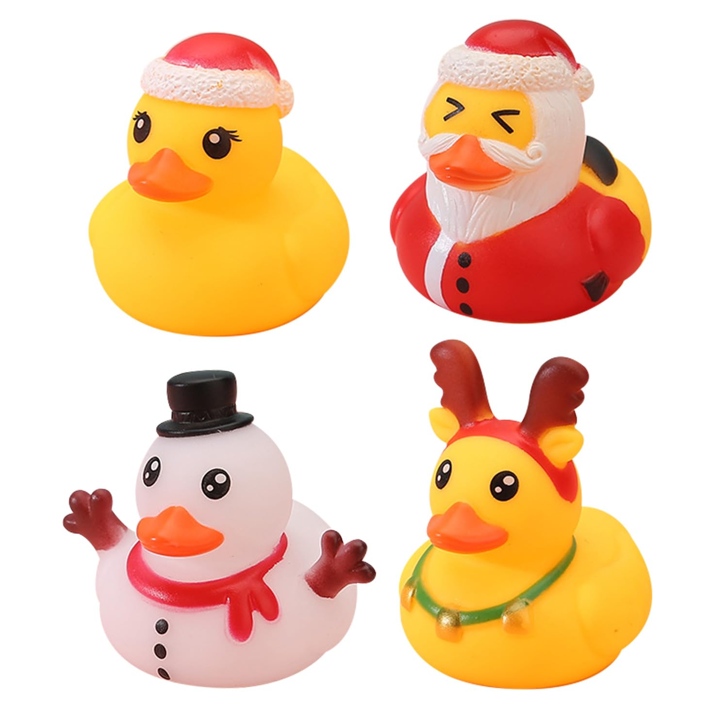 MEISH 4pcs Christmas-themed Bath Ducks Christmas Rubber Ducks Swimming Pool Toys Christmas Party Stocking Stuffers for Children