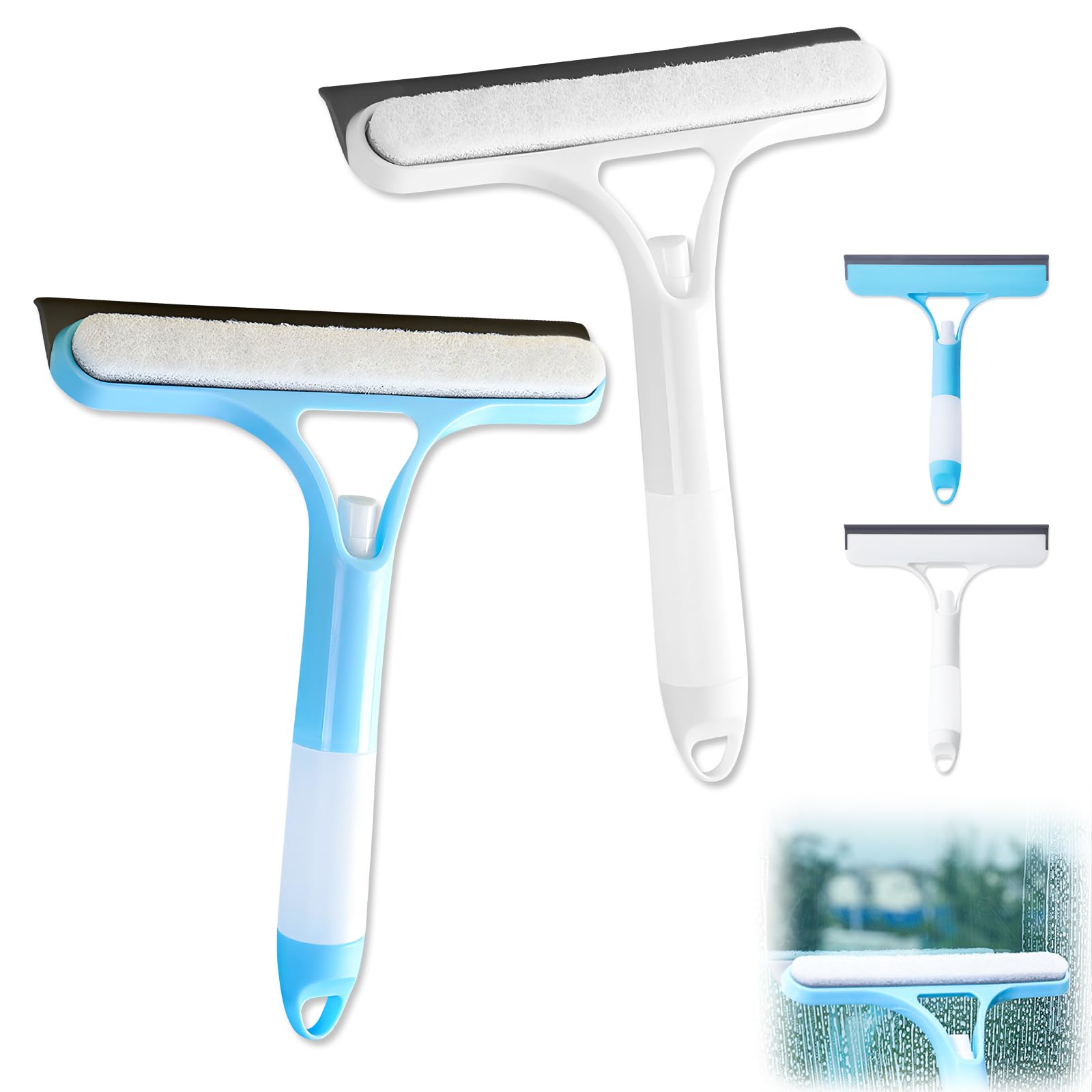 Photo 1 of 3 in 1 Window Cleaning Scraper,3 in 1 Spray Squeegee,Window Squeegee with Spray,Windows Squeegee Cleaner Tool with SprayBottle,All-Purpose Shower Glass,Mirrors,Car,Home Window Cleaner Tool(White+Blue)