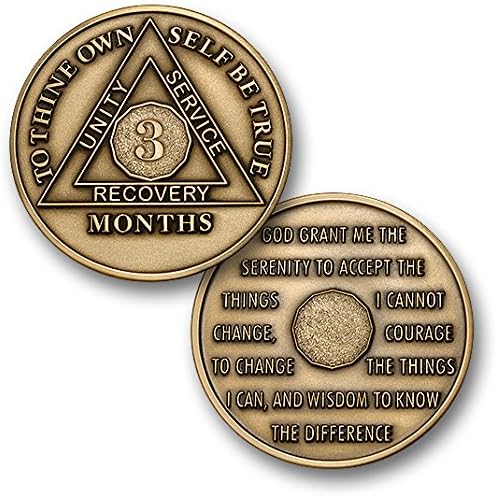 3 Month - AA Chip Antique Bronze -1 3/8" [Traditional Coin Size]