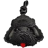 Adojewello Handmade Cowhide Cute Dog Bag Charm Keychain, Leather, 3 Colors Available - Black, Brown, White