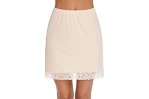Avidlove Women's Adjustable Waist Half Slip Underskirt Short Lace Hem Knee Half Slip