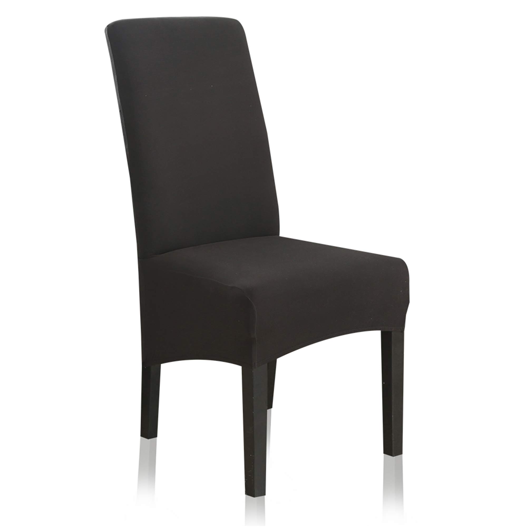 Photo 1 of Stretch Dining Chair Slipcovers, XL/Oversized Removable Washable Soft Spandex Extra Large Dining Room Chair Covers for Kitchen Hotel Table Banquet Solid Color (4 Per Set, Black)