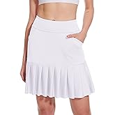 M MOTEEPI 19" Golf Skirts for Women Knee Length Ruffle Hem Skirt Tennis Skirt Athletic Skort for Workout Running