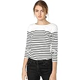 Allegra K Women's Striped Top Long Sleeve Round Neck Tops Trendy Casual Striped Shirts