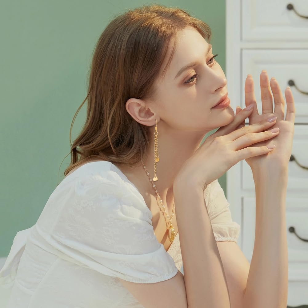 UNICRAFTALE 30pcs 60mm Golden Chain Extension Necklace with Heart Charms - Stainless Steel Chain Extender for Jewelry Making