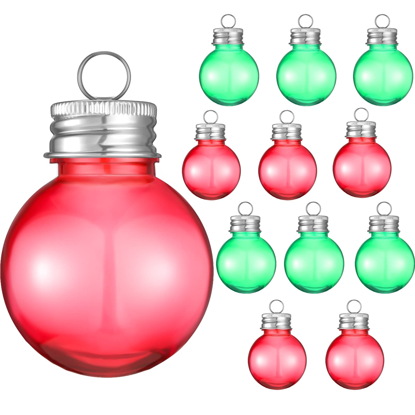 Nuenen 12 Pieces Christmas Clear Plastic Ornaments Balls Christmas Fillable Tree Ornaments Plastic Hanging decoration Pendant Ball for Home Holiday Decor