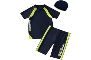 BASADINA Boys Swimsuits UPF 50+ Sun Protection Rash Guard 2 Piece Kids Bathing Suit 4-16 Years
