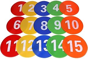 15Pcs Spots Markers Nonslip Floor Dots for Gym, Flat Cones with Number Agility Spots for Sports Soccer Training Footstep Mat 