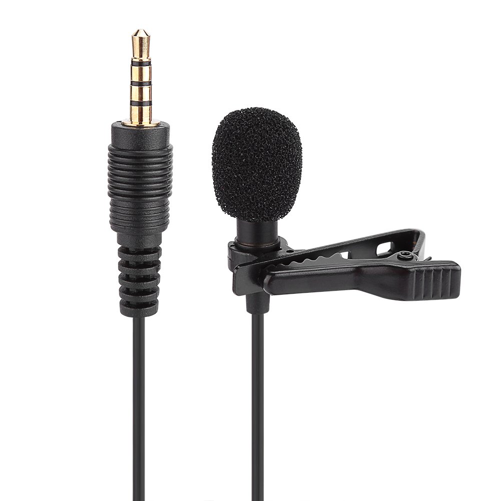 PUSOKEI Universal Microphone 3.5 mm Jack Wired Clip-on Lapel Microphone for IOS and Android Devices