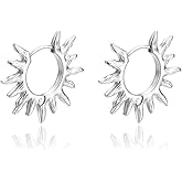 Sunburst Huggie Hoop Earrings for Women Stainless Steel Sunshine Boho Style Jewelry for Her