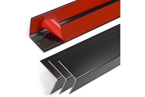 Jiekayi 4PCS 45" Black Metal Corner Protectors, Aluminum Self Adhesive Corner Guards, Metal Wall Edge Protector Strip, Furniture Corner Protectors, Wall Cabinet Baseboard Decoration 45" x 1"