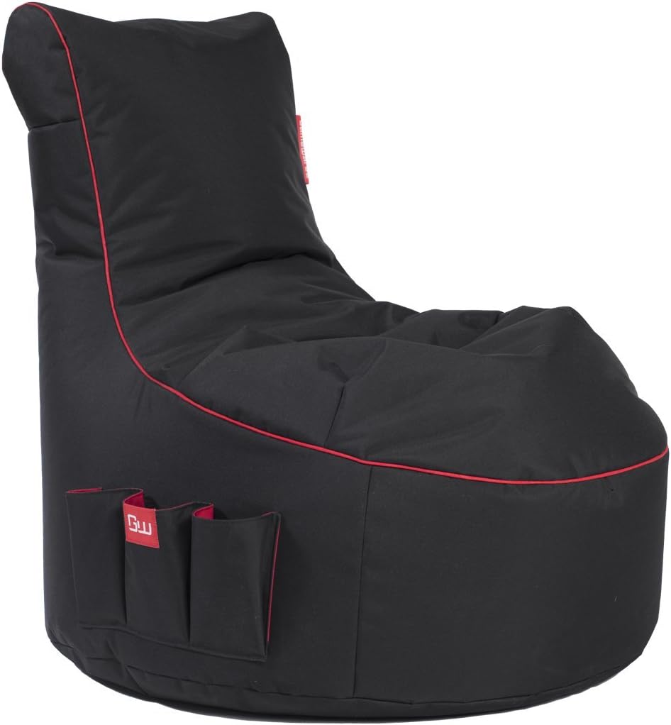 Gamewarez bbc03ct000 Crimson Thunder Gaming Beanbag, Polyester, black, 95 x 65 x 90 cm