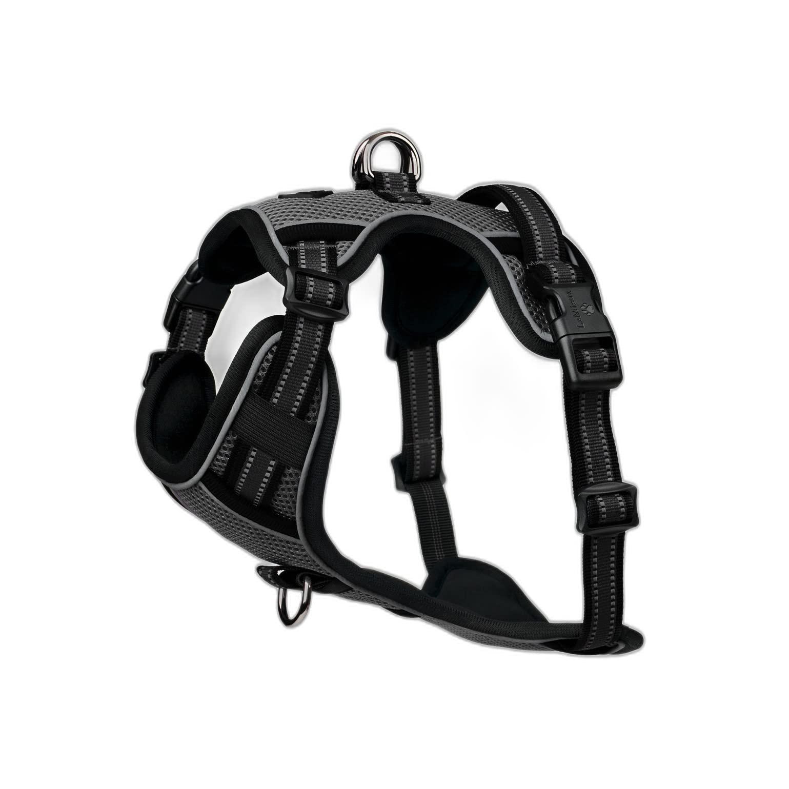 LeMieux Winchester Mesh Dog Harness in Black - Outdoor Pet Walking Wrap Around Vest - Secure Fit with 3 Lock Clip Buckles and Reflective Trim - XL