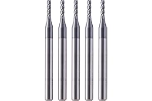 SEFHLI Solid Carbide End Mill Set(5Pcs, 1/16"), AlTiN Coated, 4 Flute, 35° Helix, 1/16" Cutting Dia, 1/8" Shank Dia, 1/4" LOC, 1-1/2" OAL for Milling Alloy Steel, Hardened Steel, Iron, Copper, Square End