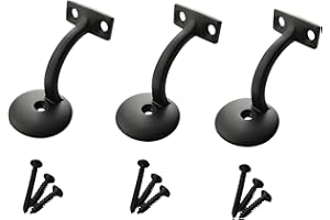 Langdoly- 3" Solid Heavy Duty Round Base Handrail Brackets for Staircase-Pack of 3 (Satin Black)