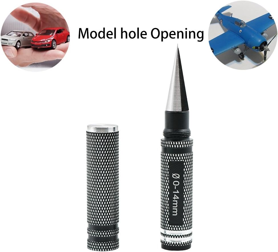 Auoon 0-14 MM Expanding Hole Opener Reamer Driver, Alloy Steel Reamer Drill Tool for RC Car Helicopter, Truck, Car and Ship Model, Professional Hobby DIY Tool, Black