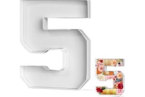 CARDOBIR 10" Cardboard Number,Paper Mache Numbers,Cardboard Numbers For Charcuterie,Decorative Gift Box Number Tray For Food(5,white)