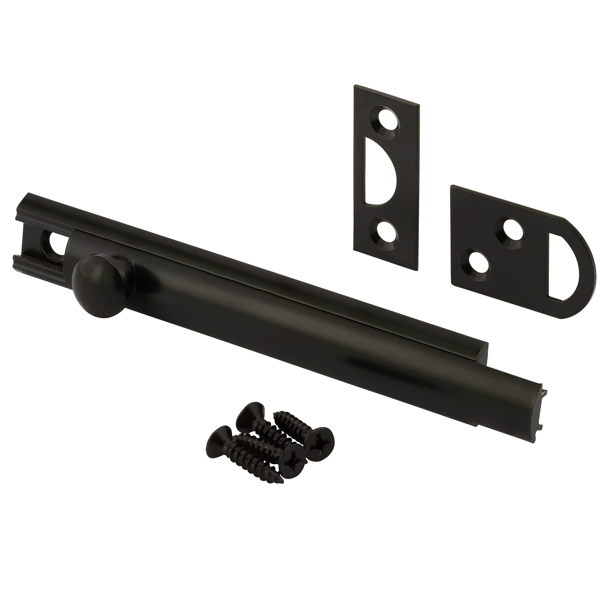 Photo 1 of Prime-Line U 11448 Surface Bolt, 4 In., Solid Brass, Matte Black Finish (Single Pack)