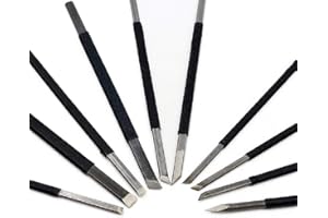 Toolso High Carbon Steel 10pcs Stone Carving Chisels/Knives Kits with Alloy Steel Handle