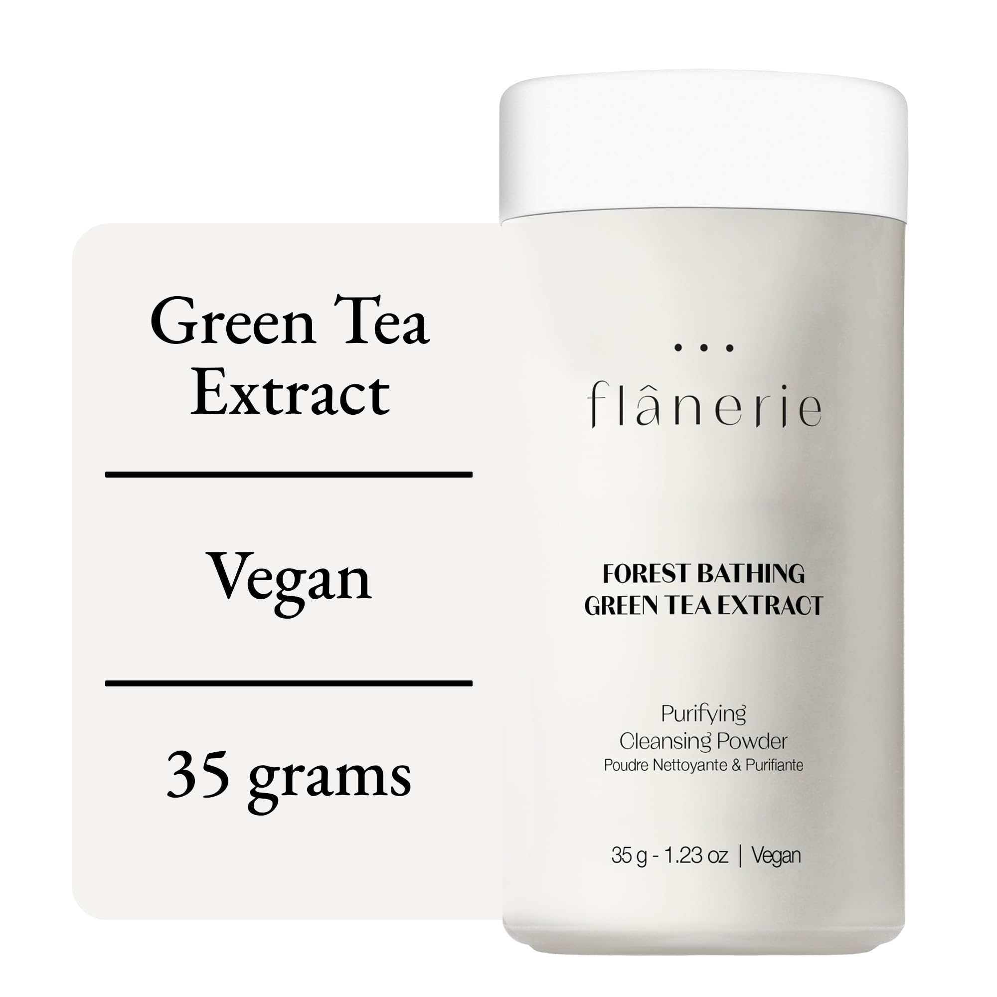 Flanerie Purifying Cleansing Powder for Dry & Sensitive Skin – Enzyme Facial Cleanser with Green Tea Extract & Kaolin – Deep Pore Detox & Gentle Exfoliation – Daily Clarifying Face Wash Powder