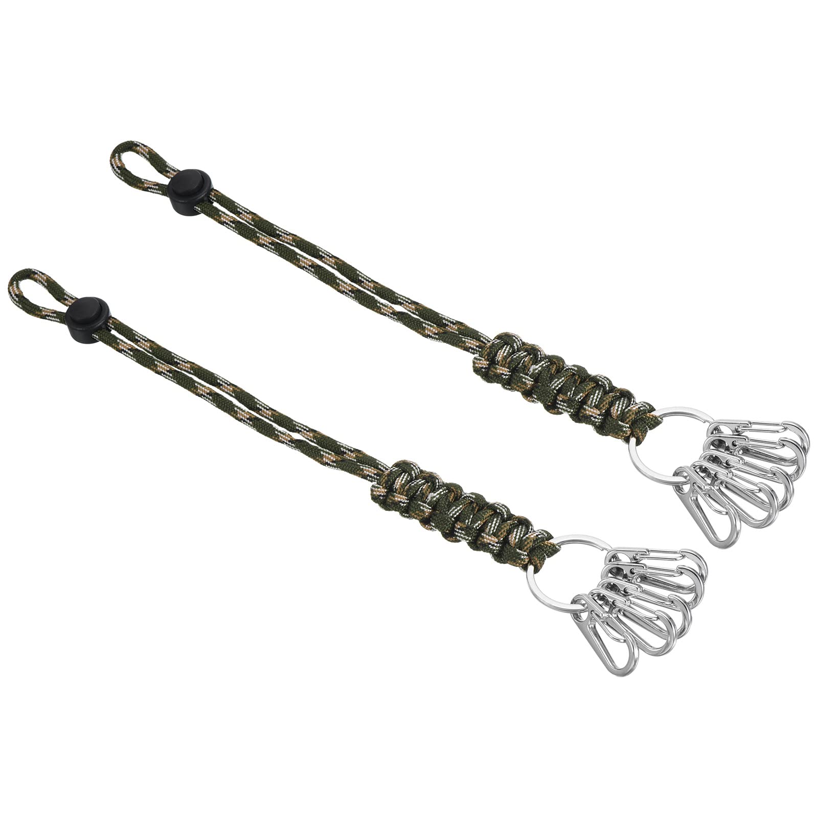 PATIKIL Badge Lanyard with Flat Key Ring Snap Hooks 11 Inch, 2Pcs Adjustable Braided Strap Cord Lock for Keys Wallets Outdoors, Camo Green