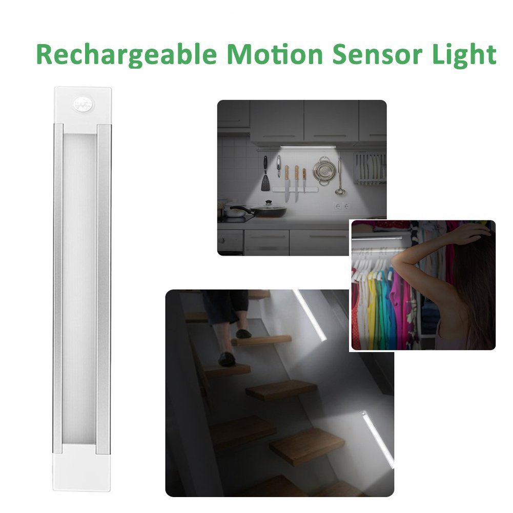 LED Schrankbeleuchtung, Homore Motion Sensor Licht, 56 LED 2250 mAh Aufladbar Schrankleuchte mit Bewegungsmelder, Unterbauleuchte Nachtlicht für Schrank Treppe Küche Closet unter Zähler Garage usw.
