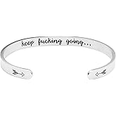 JoycuFF Funny Gifts for Women Birthday Gift Ideas Best Friend Bracelets Motivational Jewelry Inspirational Handmade Engraved Mantra Cuff Bracelet Personalized Christmas Graduation Gift
